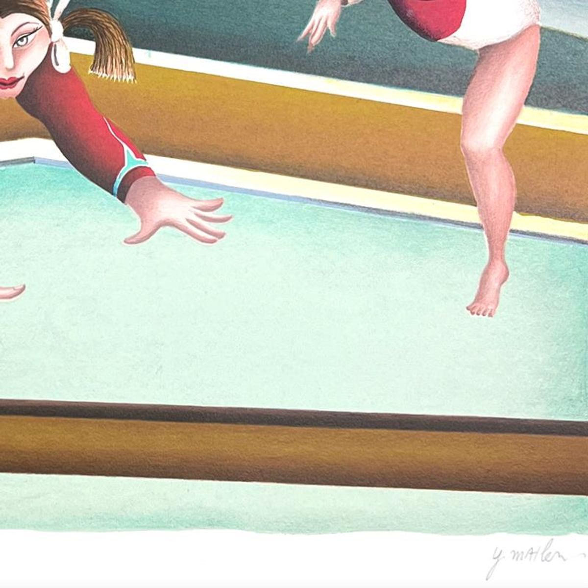 Yuval Mahler, "Gymnast" Limited Edition Serigraph, Numbered and Hand Signed with Letter of Authenticity.