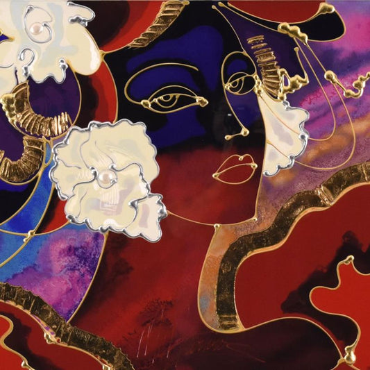 Martiros Manoukian, "Golden Shimmer" Framed Limited Edition Mixed Media Silkscreen, PP Numbered and Hand Signed with Letter of Authenticity.