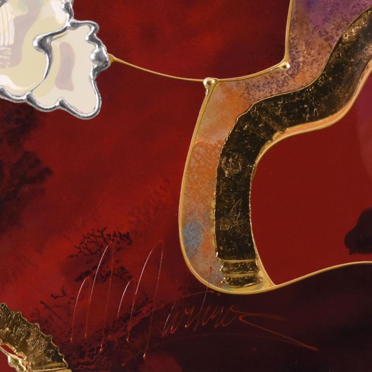 Martiros Manoukian, "Golden Shimmer" Framed Limited Edition Mixed Media Silkscreen, PP Numbered and Hand Signed with Letter of Authenticity.