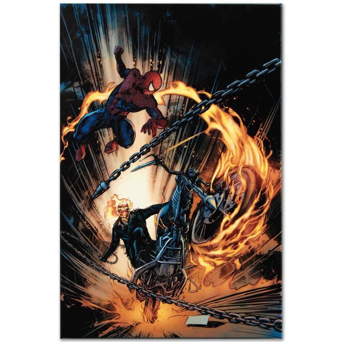 Marvel Comics "Amazing Spider-Man/Ghost Rider: Motorstorm #1" Numbered Limited Edition Giclee on Canvas by Roberto De La Torre with COA.