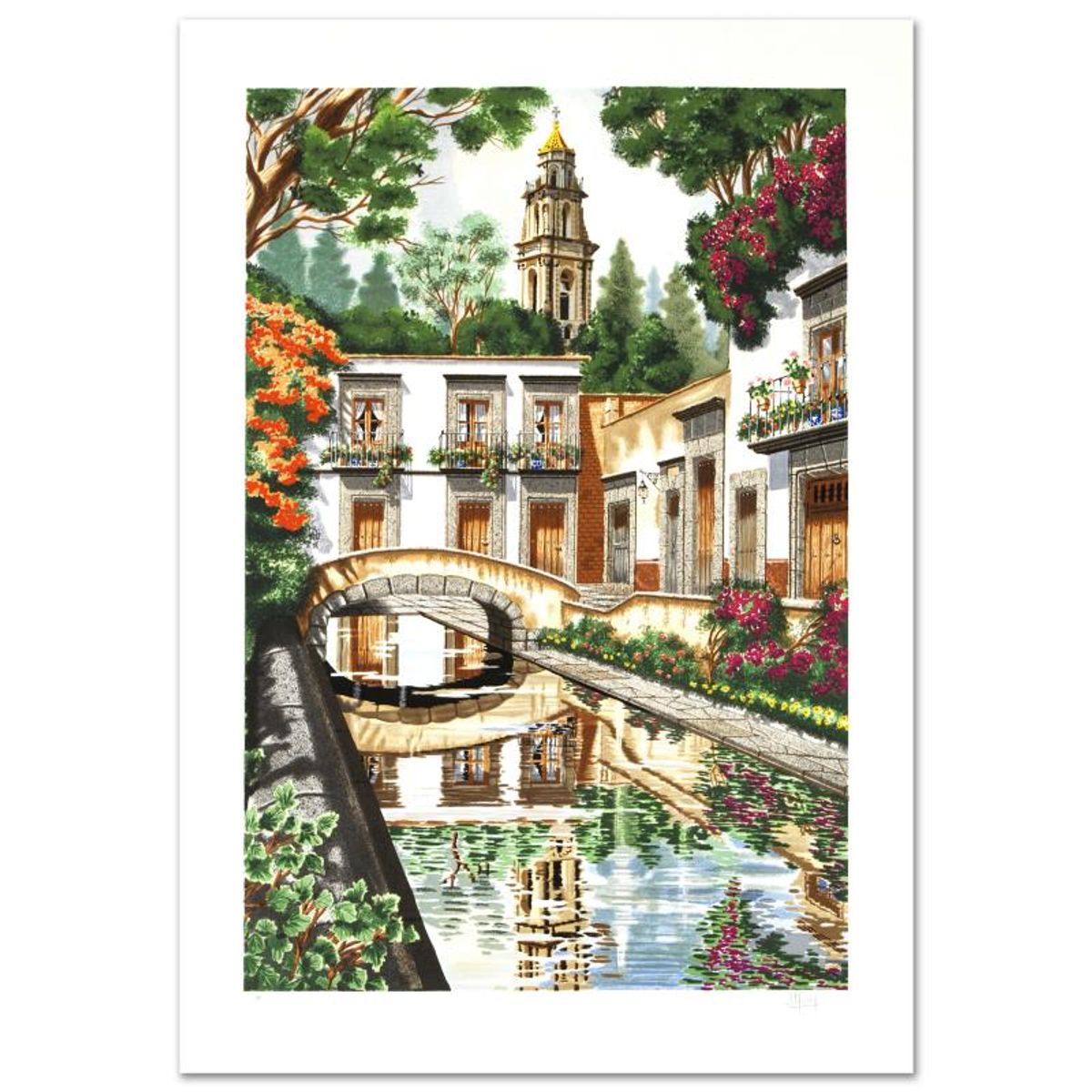 Reflections Limited Edition Serigraph by Juan Medina, Numbered and Hand Signed with Certificate of Authenticity.