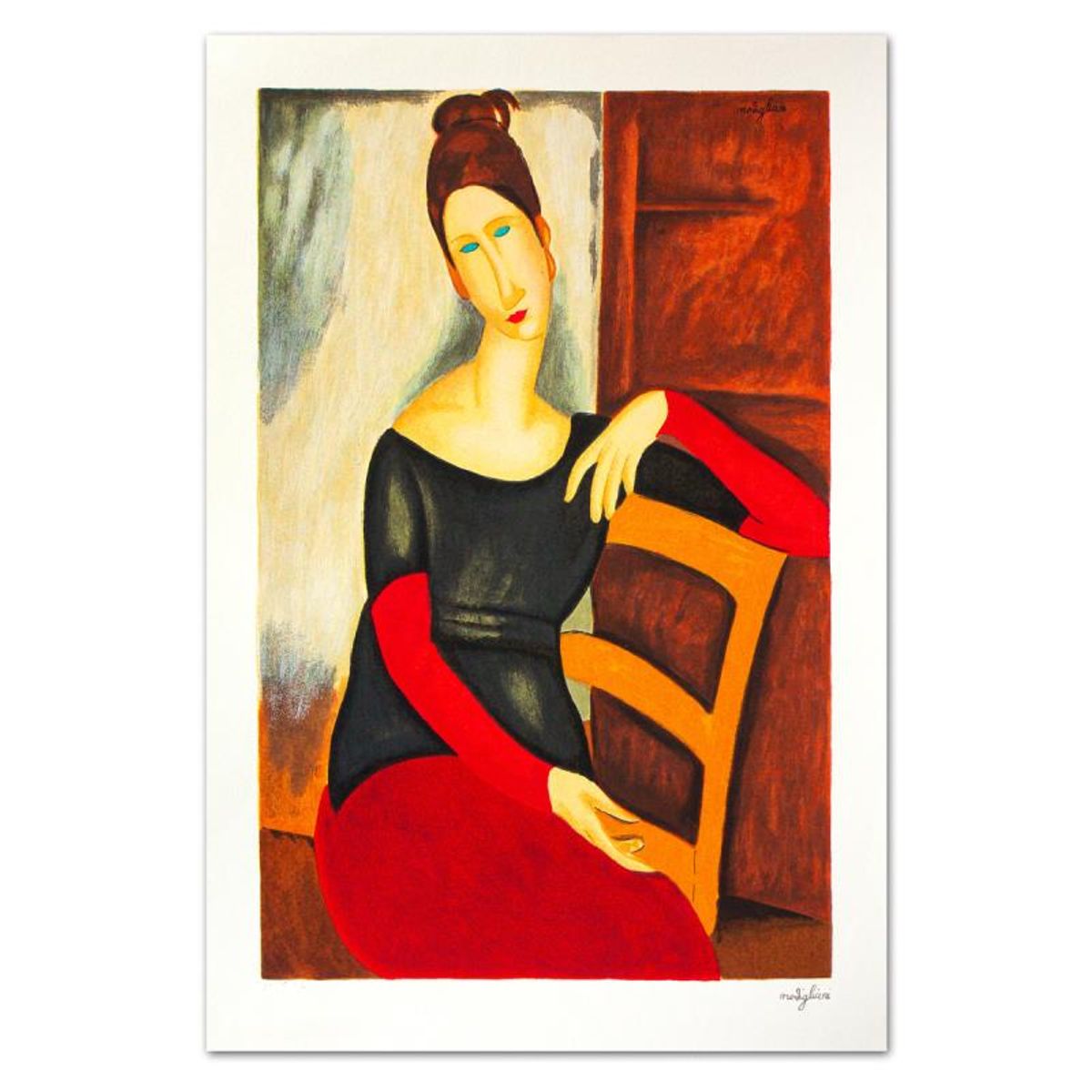 Amedeo Modigliani (1884-1920), "Jeanne Hebuterne" Limited Edition Serigraph with Letter of Authenticity.