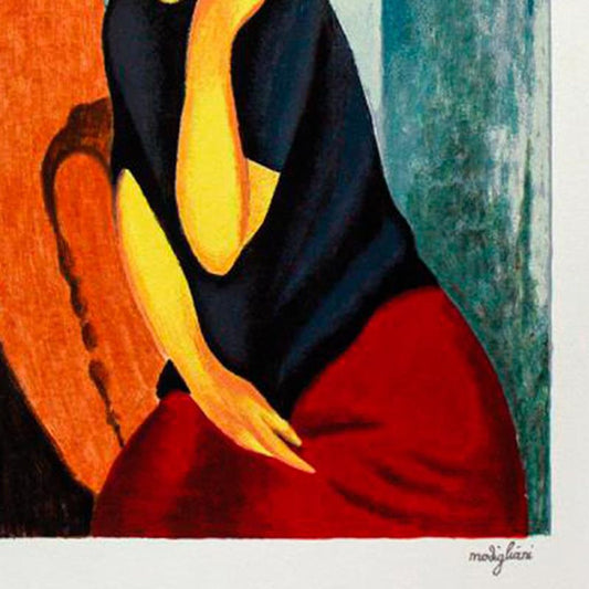 Amedeo Modigliani (1884-1920), "Jenne Hebuterne Con La Mano Sulla Spalla Sinistra" Framed Limited Edition Serigraph with Letter of Authenticity.