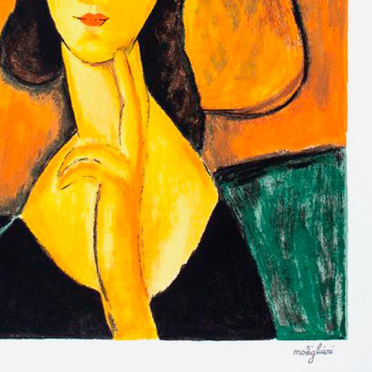 Amedeo Modigliani (1884-1920), "Protrait Of A Woman With Hat" Framed Limited Edition Serigraph with Letter of Authenticity.