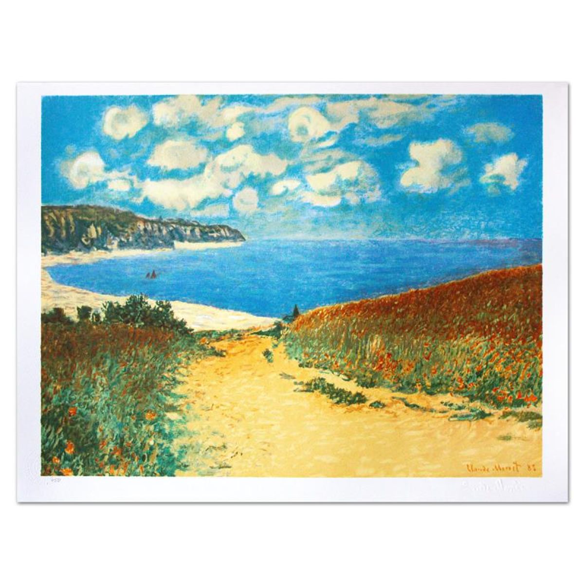 Claude Monet (1840-1926), "Chemin Dans Les Bles A Pourville" Limited Edition Lithograph with Letter of Authenticity.
