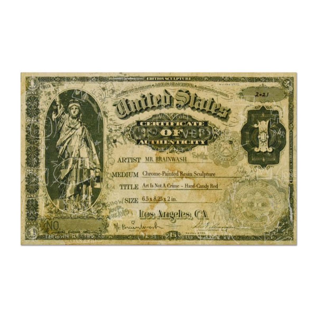 Mr. Brainwash, "Art Is Not a Crime (Chrome Red)" Limited Edition Resin Sculpture, Numbered and Hand Signed with Certificate of Authenticity.