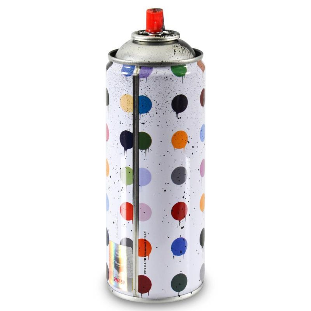 Mr. Brainwash, "Hirst Dots (Black)" Limited Edition Hand Painted Spray Can with Plate Signature.