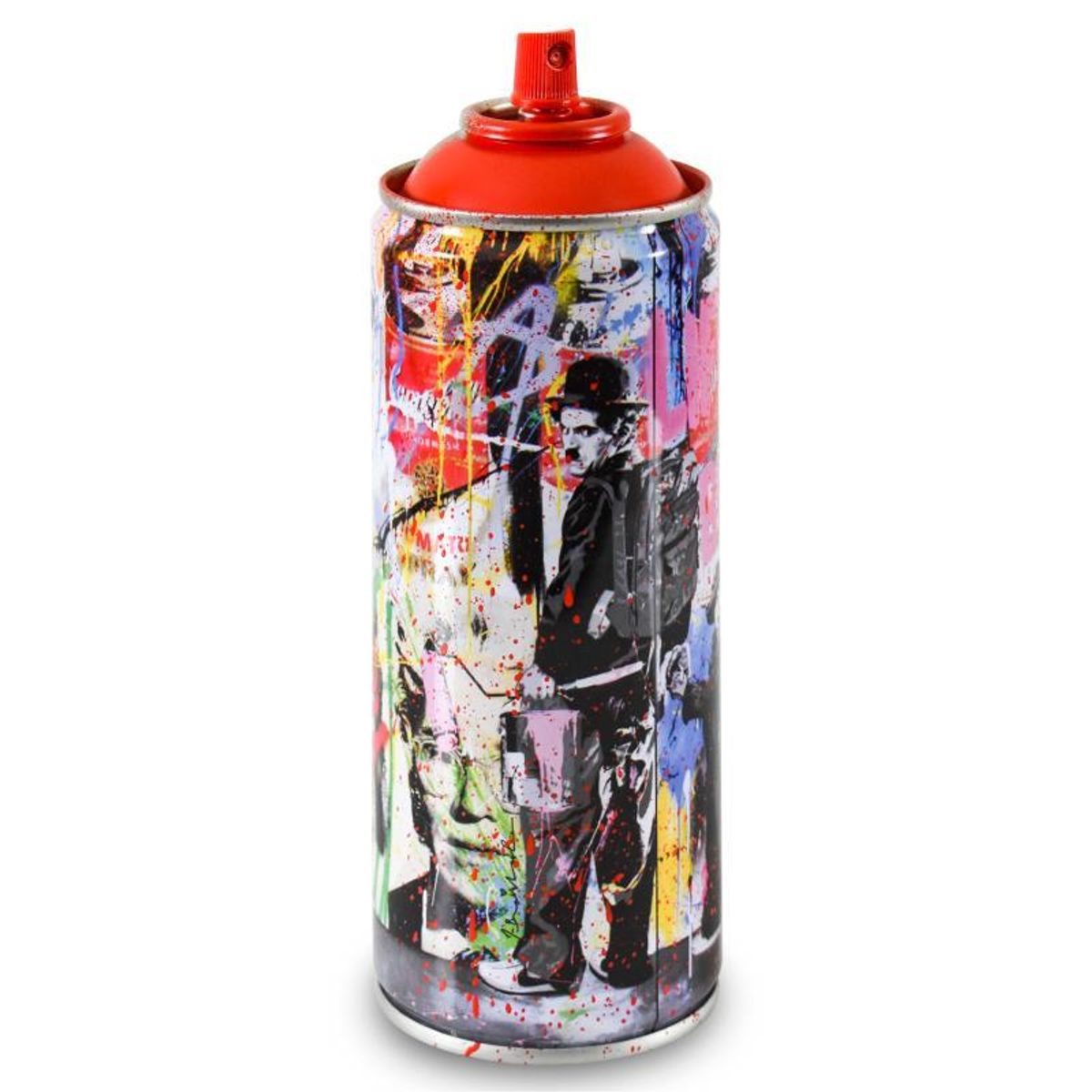 Mr. Brainwash, "Just Kidding (Red)" Limited Edition Hand Painted Spray Can with Plate Signature.