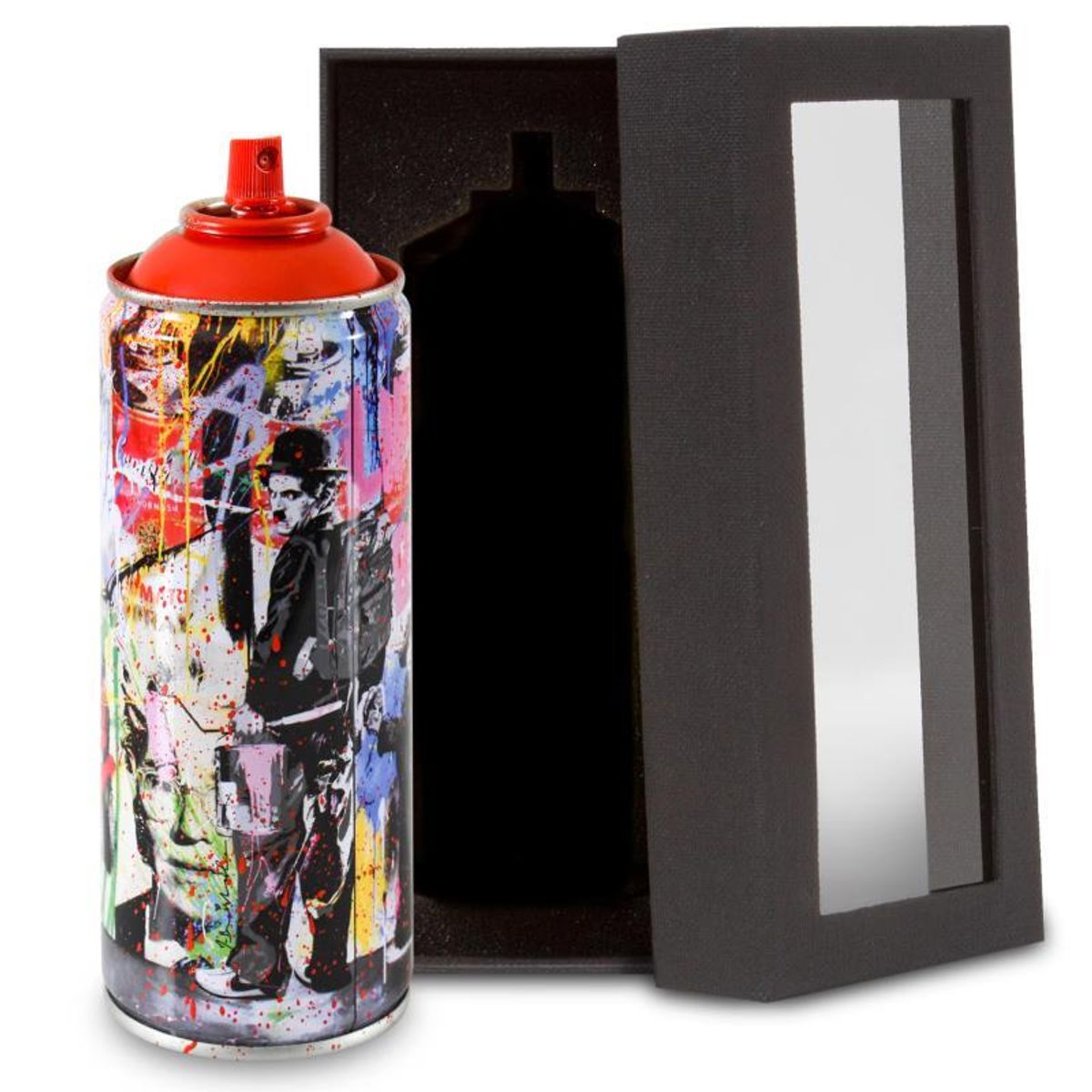 Mr. Brainwash, "Just Kidding (Red)" Limited Edition Hand Painted Spray Can with Plate Signature.
