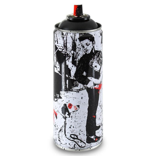 Mr. Brainwash, "Pup Art (Black)" Limited Edition Hand Painted Spray Can with Plate Signature.