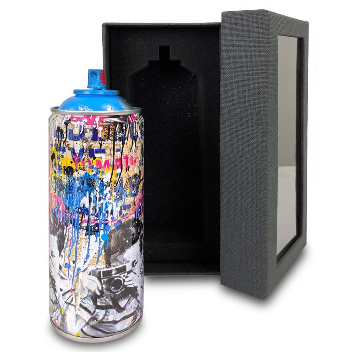 Mr. Brainwash, "Smile (Cyan)" Limited Edition Hand Painted Spray Can with Plate Signature.
