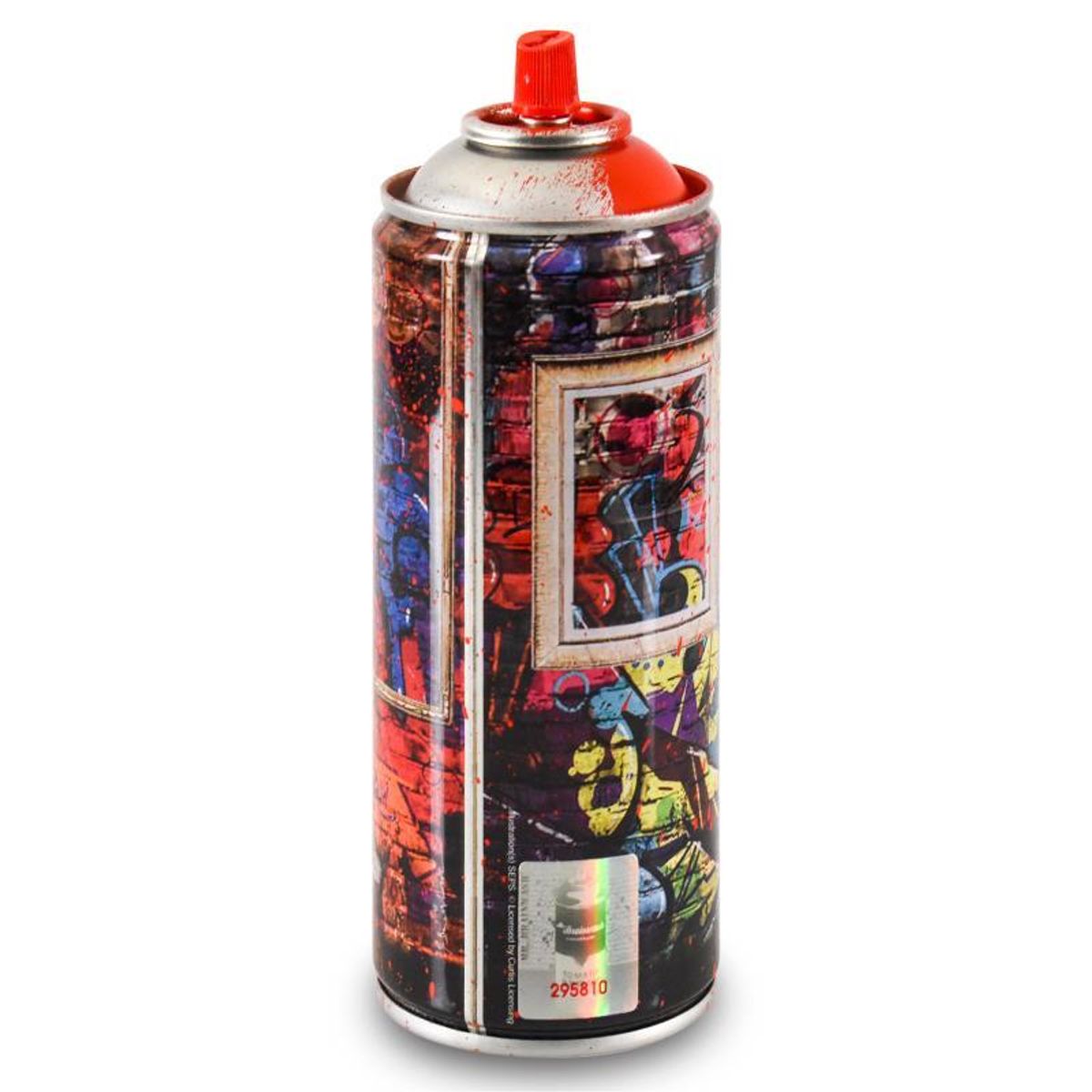 Mr. Brainwash, "Wall Frame (Red)" Limited Edition Hand Painted Spray Can with Plate Signature.