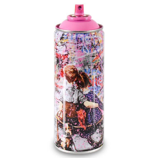 Mr. Brainwash, "Work Well Together (Pink)" Limited Edition Hand Painted Spray Can with Plate Signature.