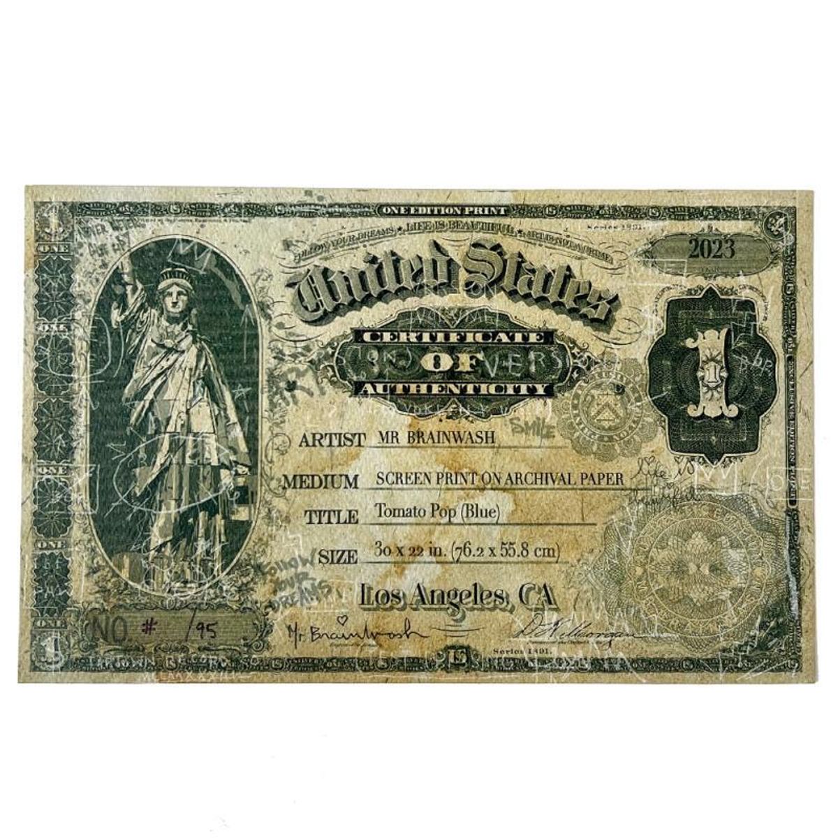 Mr. Brainwash, "Tomato Pop (Blue)" Framed Limited Edition Hand-Finished Silk Screen. Hand Signed and Certificate of Authenticity.