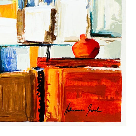Adriana Naveh, "Bookcase II" Hand Signed, Numbered Limited Edition Serigraph with Letter of Authenticity.