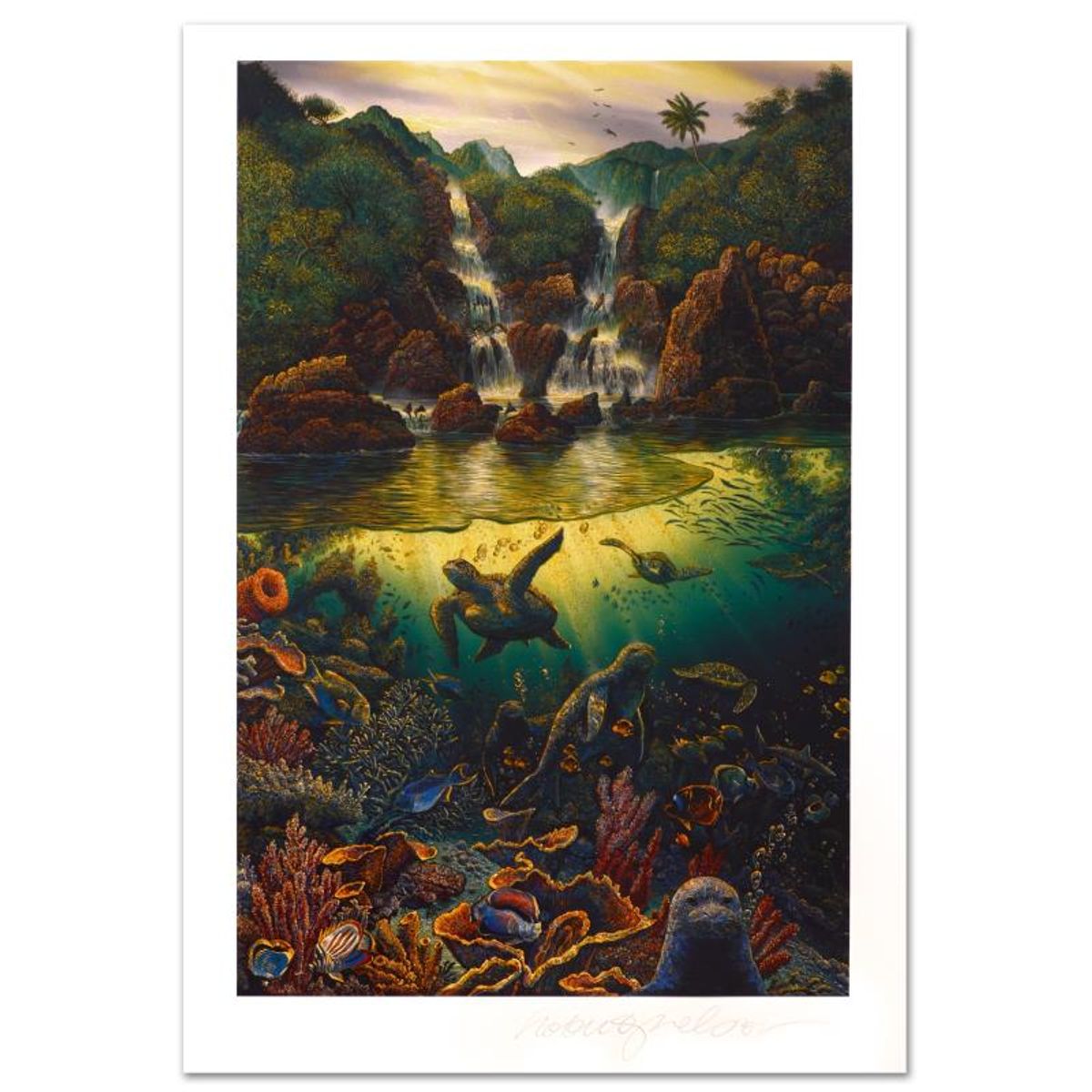 Robert Lyn Nelson, "Viridian Overture" Limited Edition Mixed Media, Numbered and Hand Signed with Letter of Authenticity.