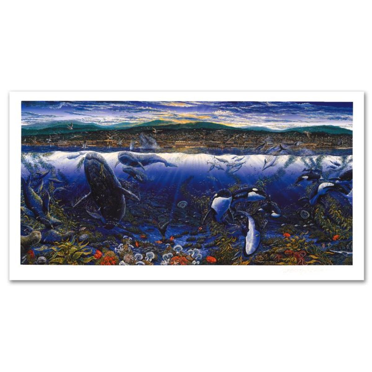 Robert Lyn Nelson, "Golden Light on Cannery Row" Limited Edition Mixed Media. Numbered and Hand Signed with Letter of Authenticity.