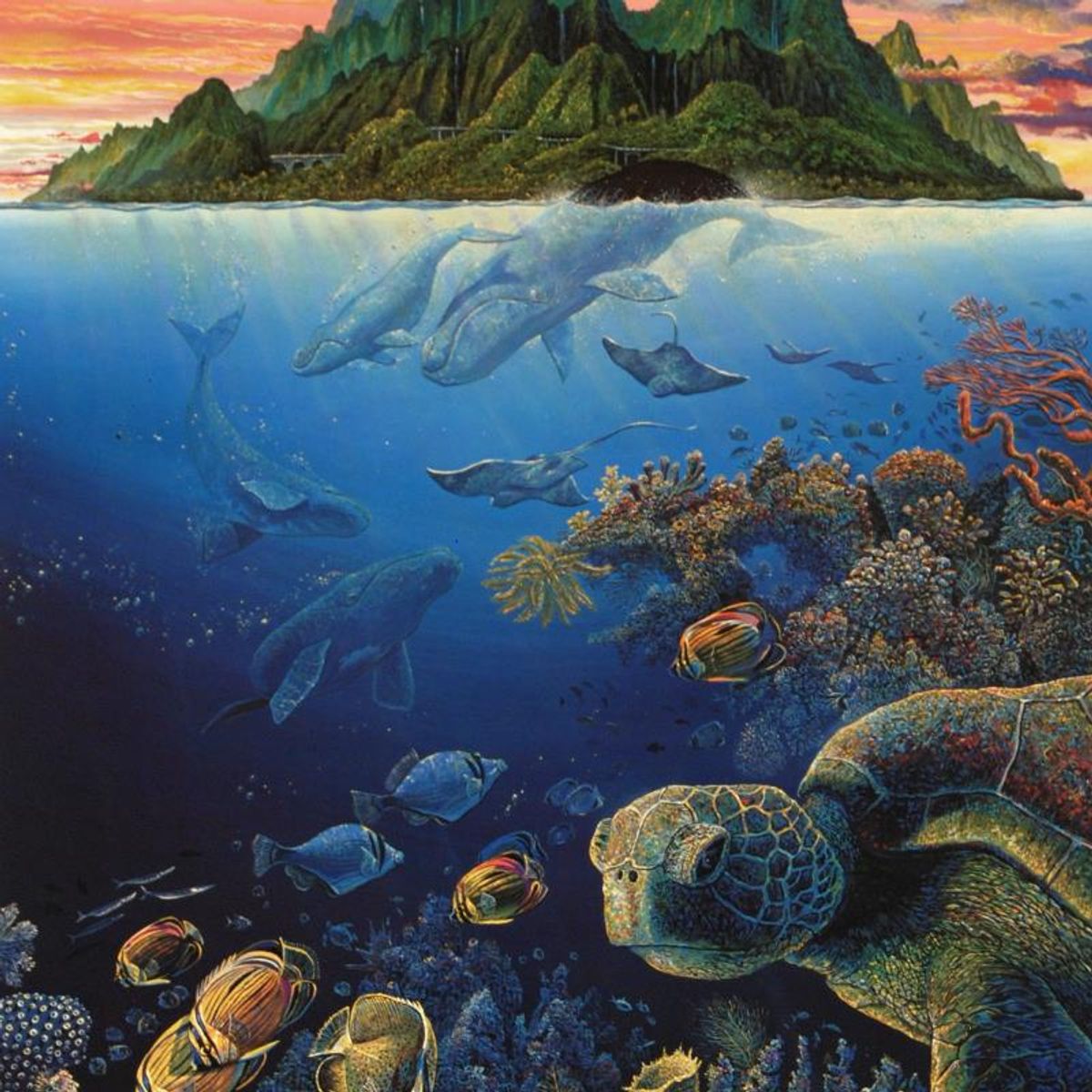 Robert Lyn Nelson, "An Underwater Congress" Limited Edition Mixed Media, Numbered and Hand Signed with Letter of Authenticity. (Disclaimer)