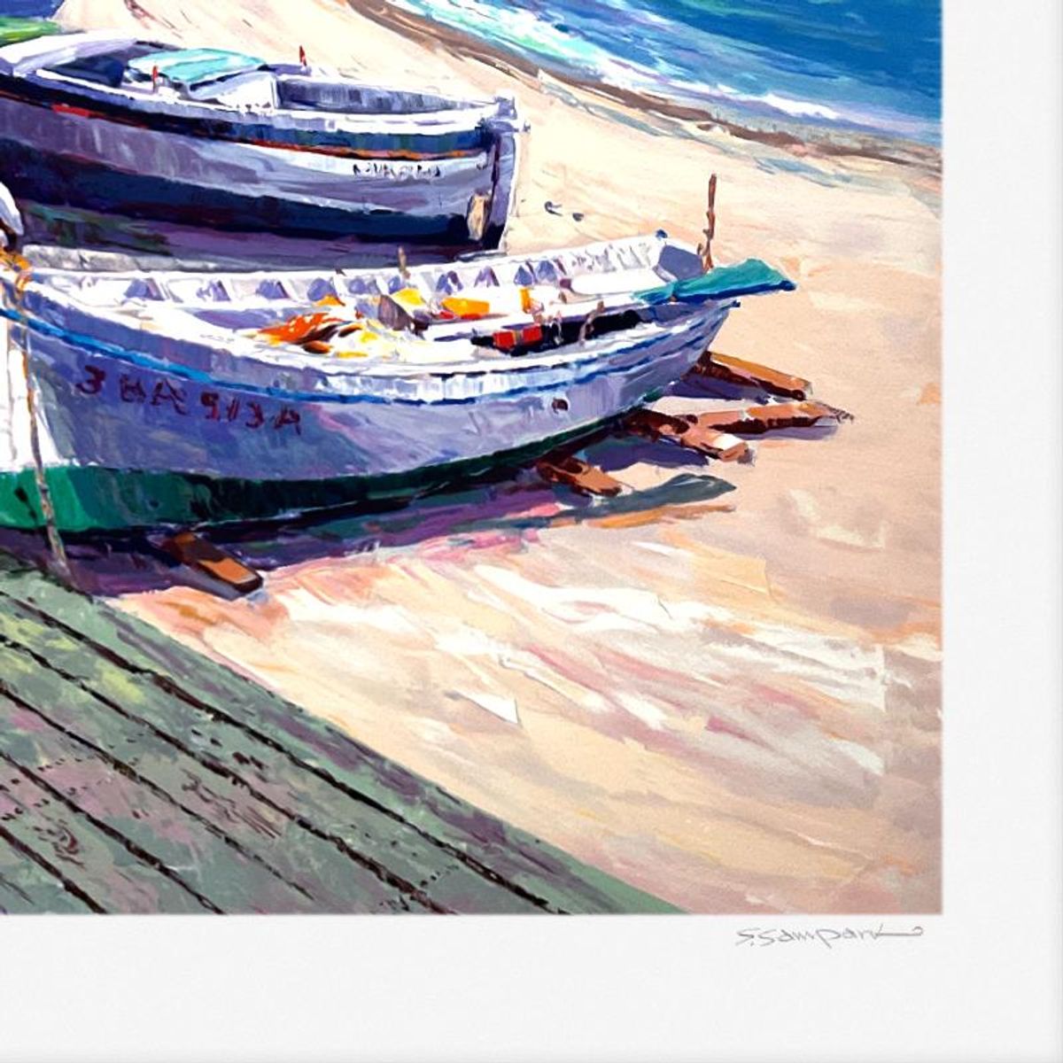 Sam Park, "Boats of Calella" Limited Edition Printer's Proof Serigraph, Numbered and Hand Signed with Letter of Authenticity.