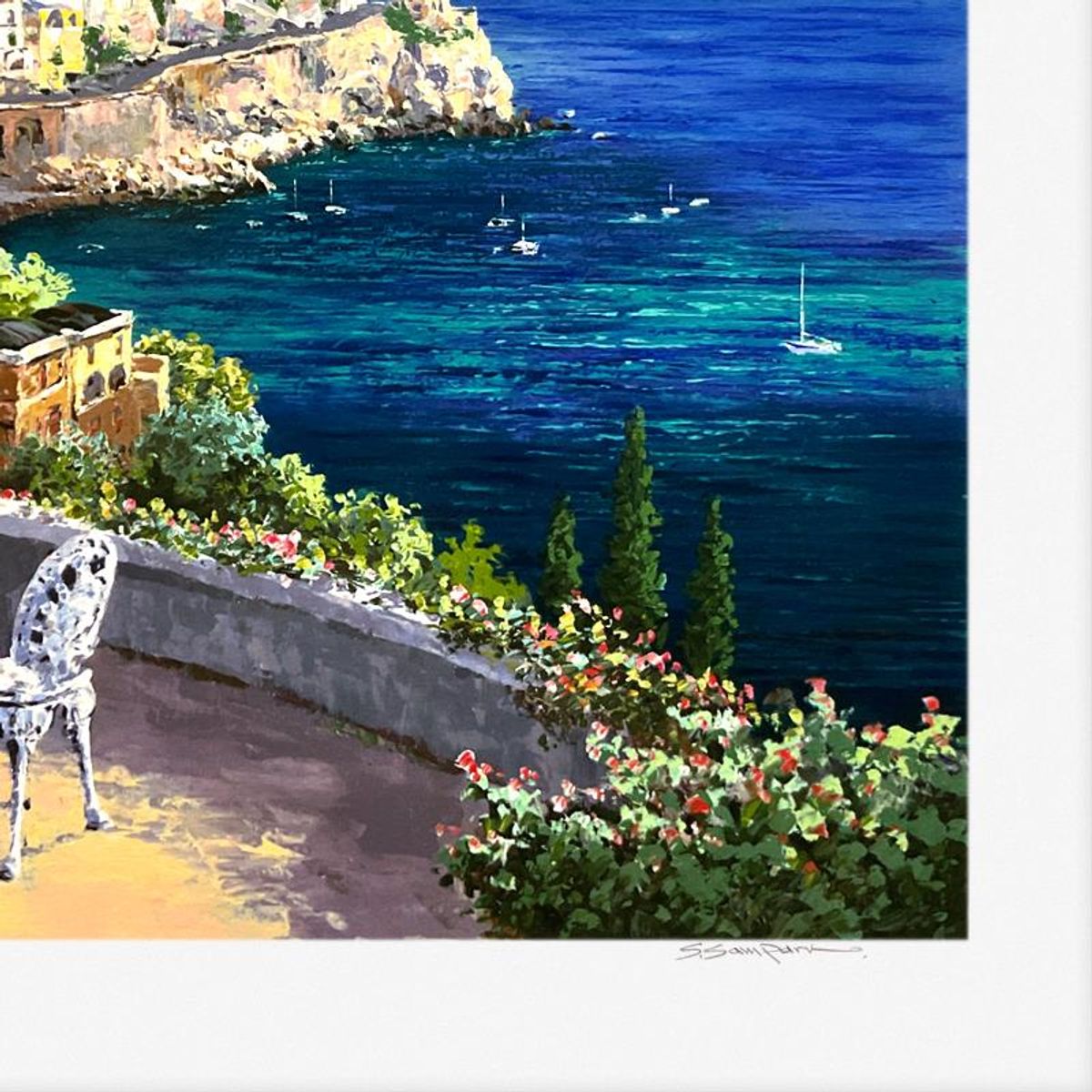 Sam Park, "Amalfi Patio" Limited Edition Printer's Proof Serigraph, Numbered and Hand Signed with Letter of Authenticity.