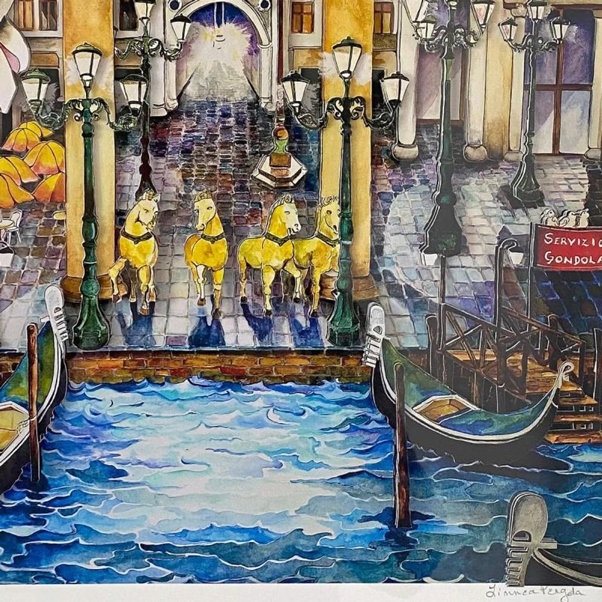 Linnea Pergola, "4 Horses of St. Marks, Venice" 3D Limited Edition, Hand Signed with Letter of Authenticity.