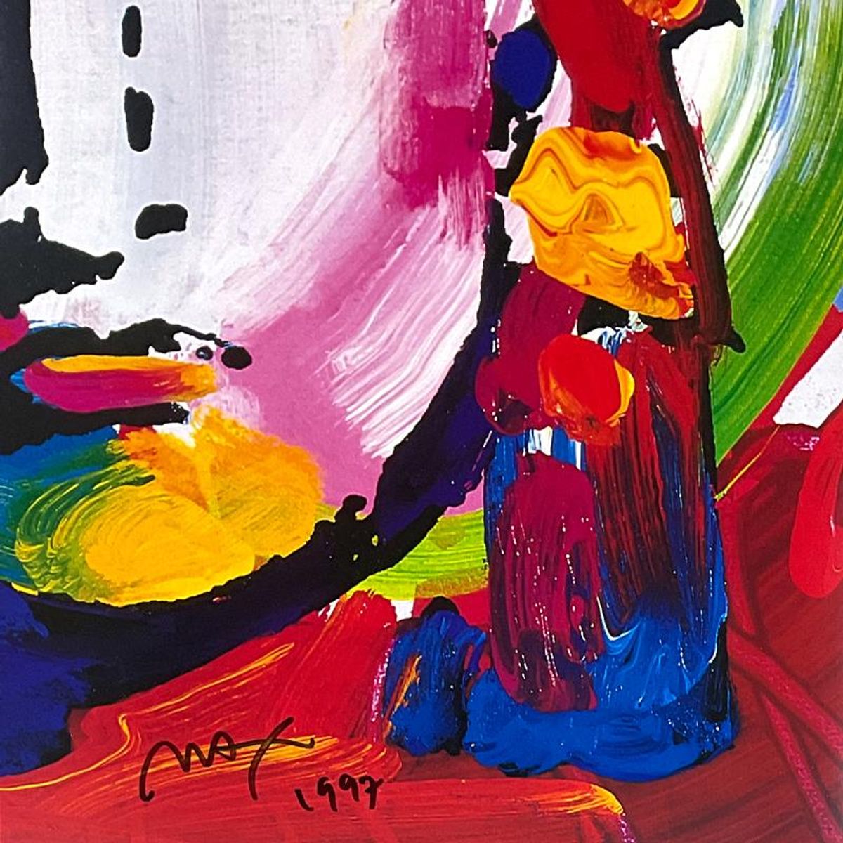 Peter Max, "Liberty Head" Framed Hand Signed Offset Lithograph with Letter of Authenticity.