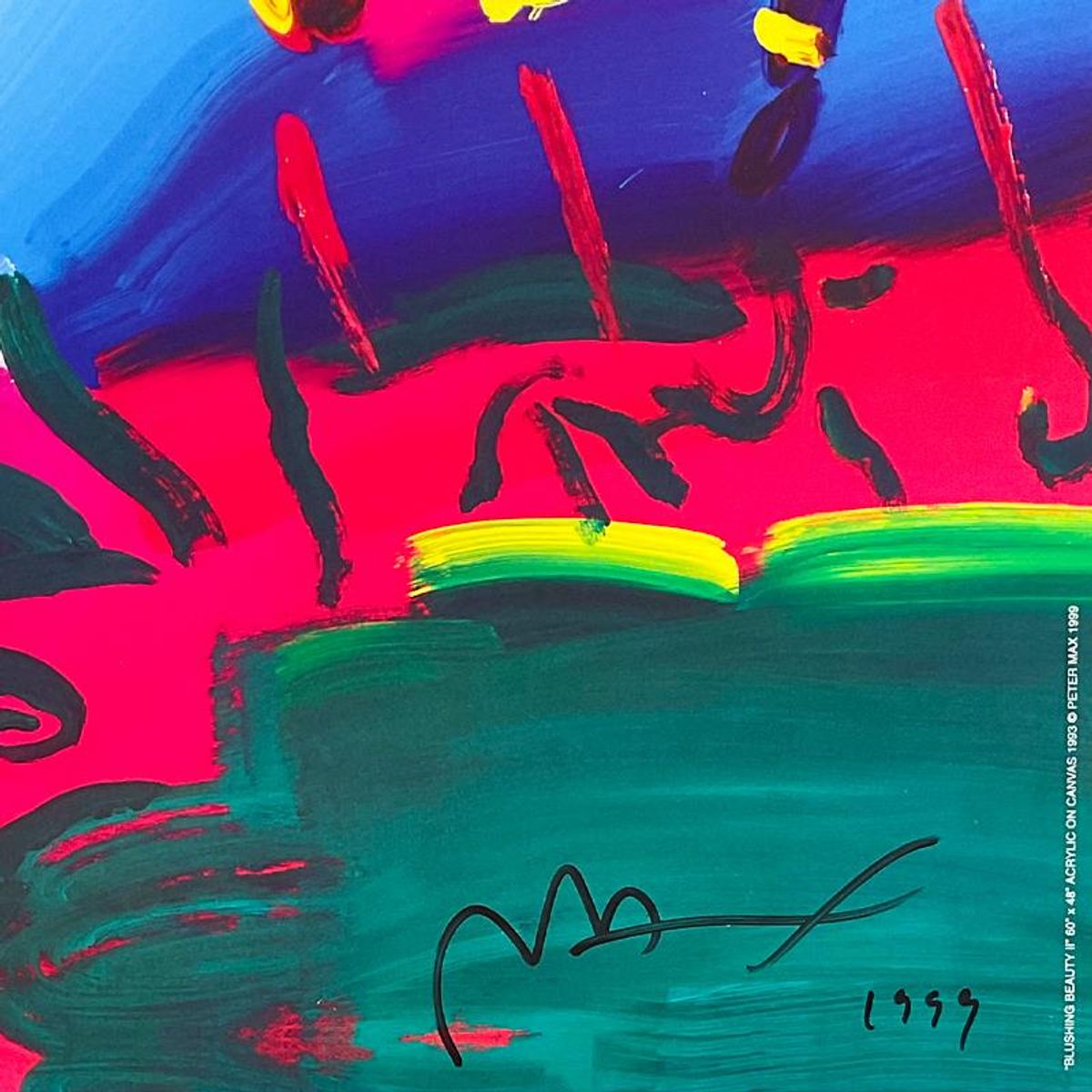 Peter Max, "Blushing Beauty" Framed Hand Signed Offset Lithograph with Letter of Authenticity.