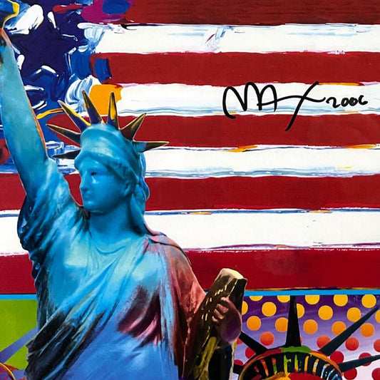 Peter Max, "Full Liberty" Framed Hand Signed Offset Lithograph with Letter of Authenticity.