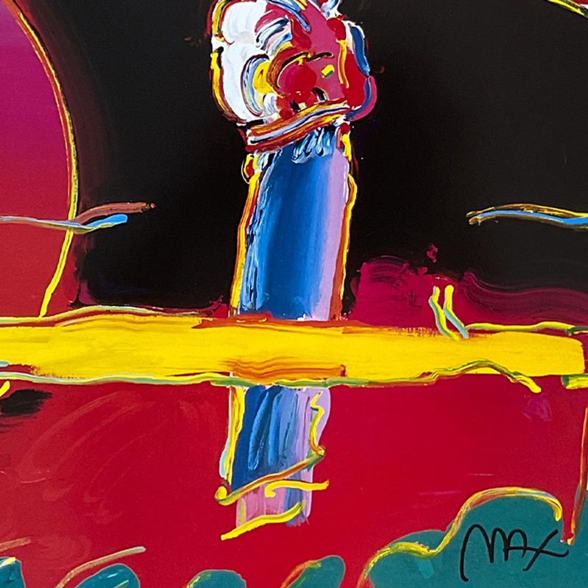 Peter Max, "New Moon" Framed Hand Signed Offset Lithograph with Letter of Authenticity.