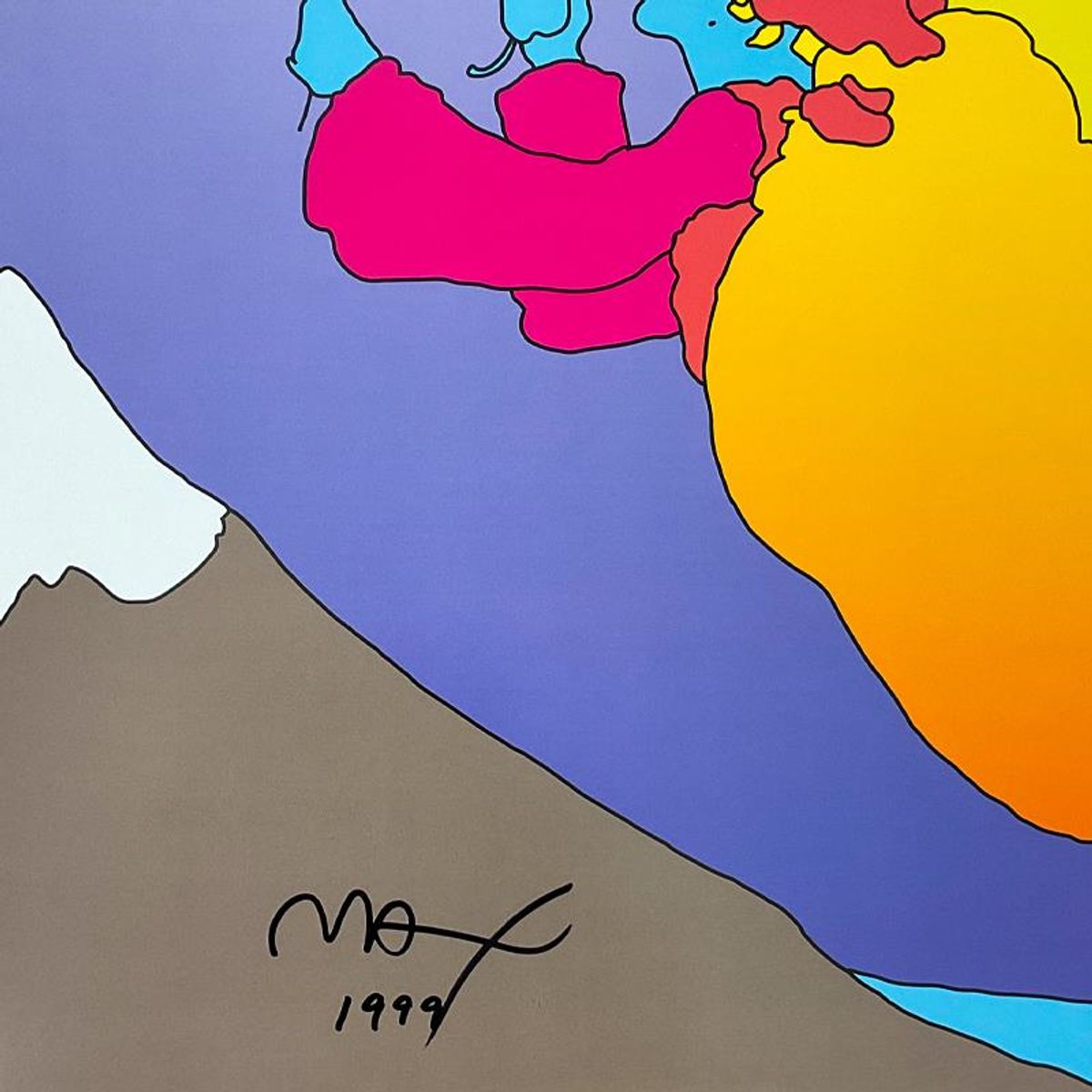 Peter Max, "Highest Mountain" Framed Hand Signed Offset Lithograph with Letter of Authenticity.