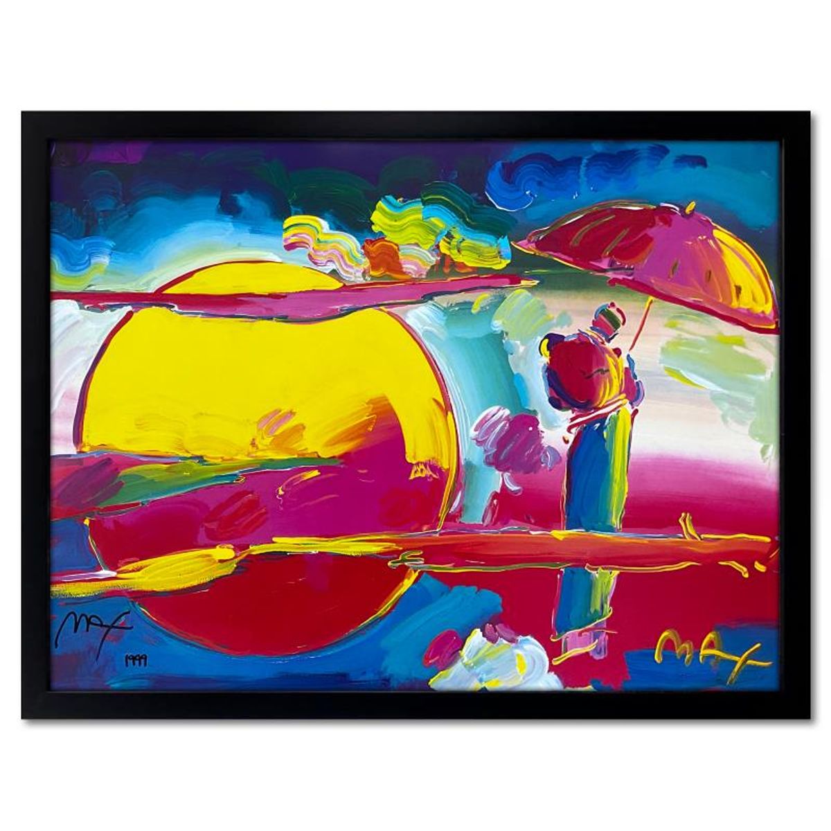 Peter Max, "New Moon II" Framed Hand Signed Offset Lithograph with Letter of Authenticity.