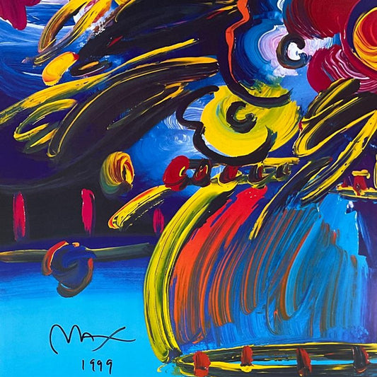 Peter Max, "Flowers" Framed Hand Signed Offset Lithograph with Letter of Authenticity.