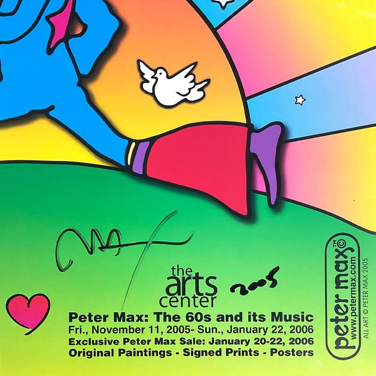 Peter Max, "Imagine" Hand Signed Poster with Letter of Authenticity.