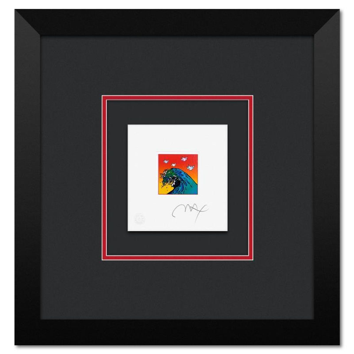 Peter Max, "Great Wave with Doves" Framed Limited Edition Lithograph, Numbered and Hand Signed with Certificate of Authenticity.