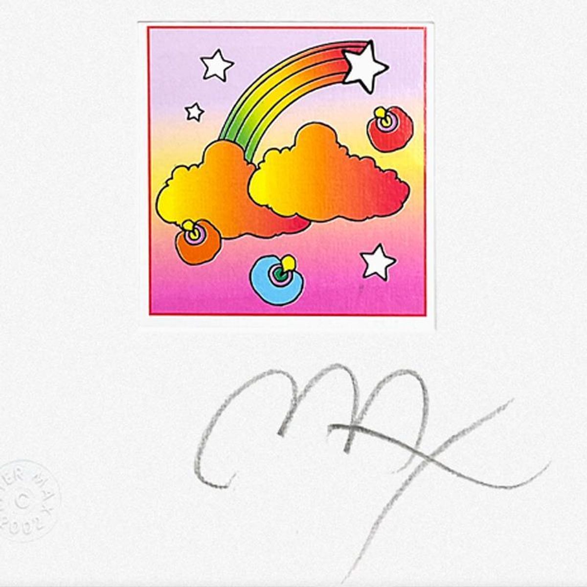 Peter Max, "Rainbow with Clouds" Framed Limited Edition Lithograph, Numbered and Hand Signed with Certificate of Authenticity.