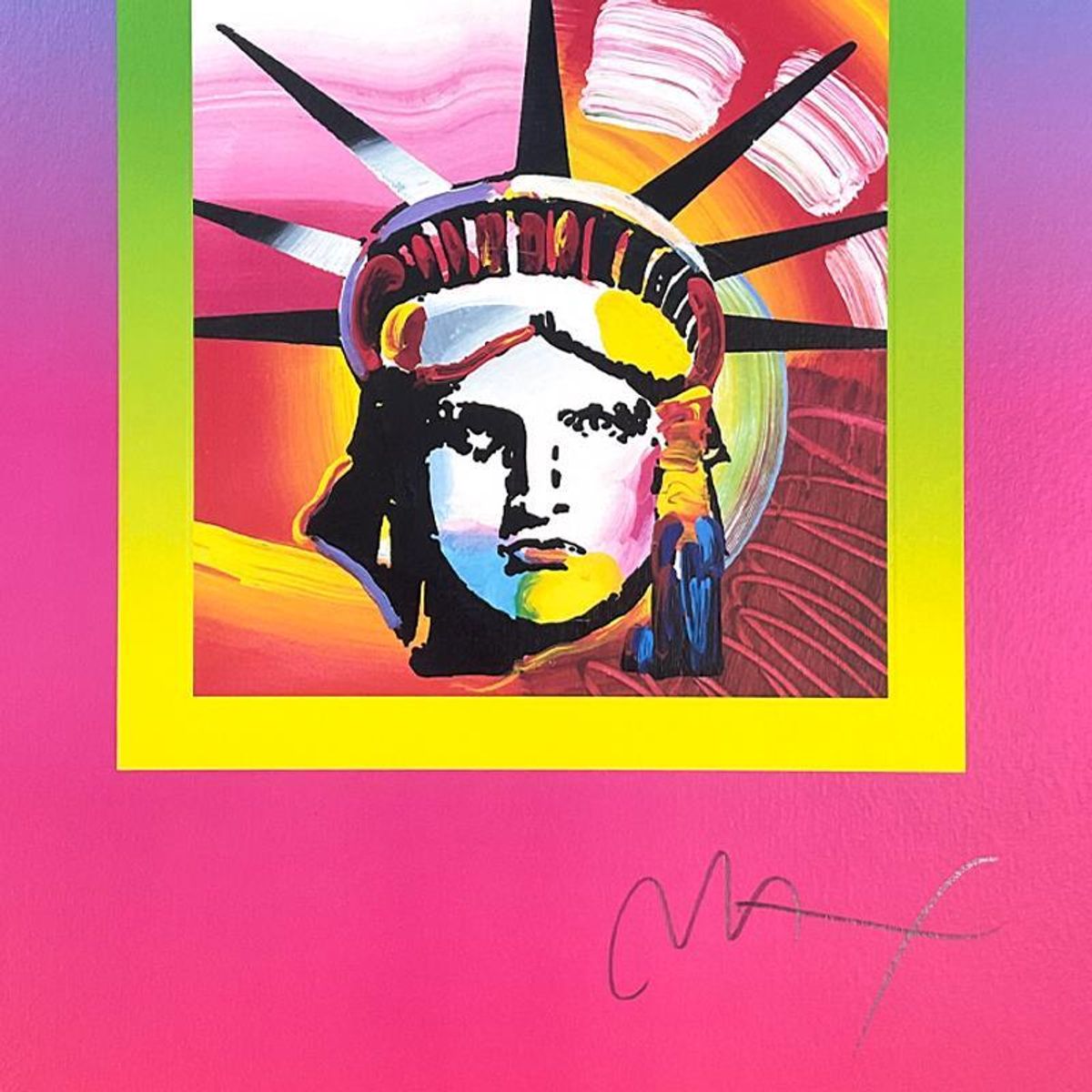 Peter Max, "Liberty Head on Blends Ver II" Framed Limited Edition Lithograph, Numbered and Hand Signed with Certificate of Authenticity.
