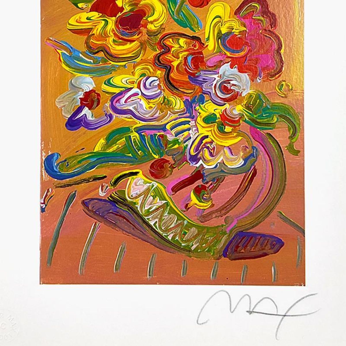 Peter Max, "Vase of Flowers XI" Framed Limited Edition Lithograph, Numbered and Hand Signed with Certificate of Authenticity