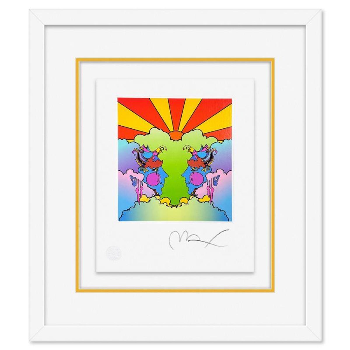 Peter Max, "Profile and Sunrise" Framed Limited Edition Lithograph, Numbered and Hand Signed with Certificate of Authenticity