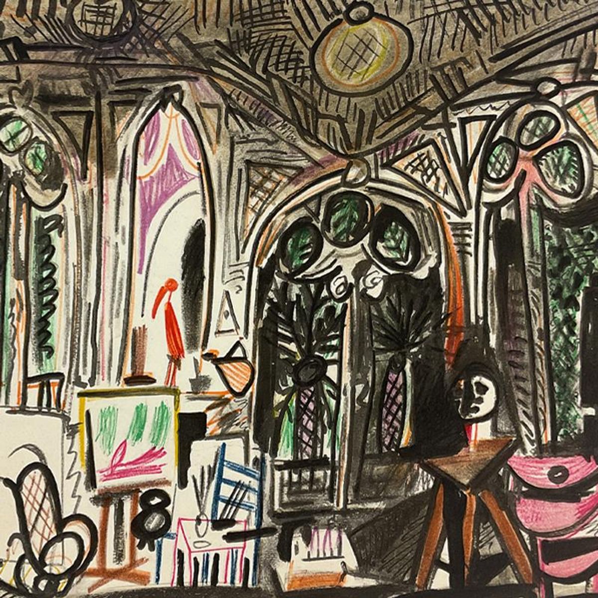 Pablo Picasso (1881-1973), "Carnet de Californie" Framed Vintage Vintage Lithograph on Paper with Letter of Authenticity.
