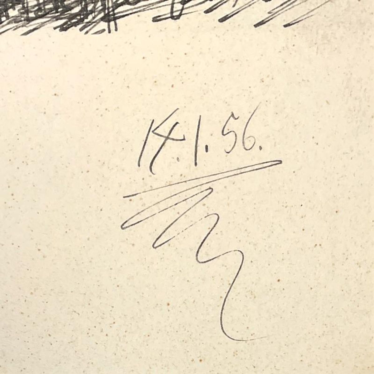 Pablo Picasso (1881-1973), "Carnet de Californie 14.1.56" Framed Vintage Lithograph on Paper with Letter of Authenticity.
