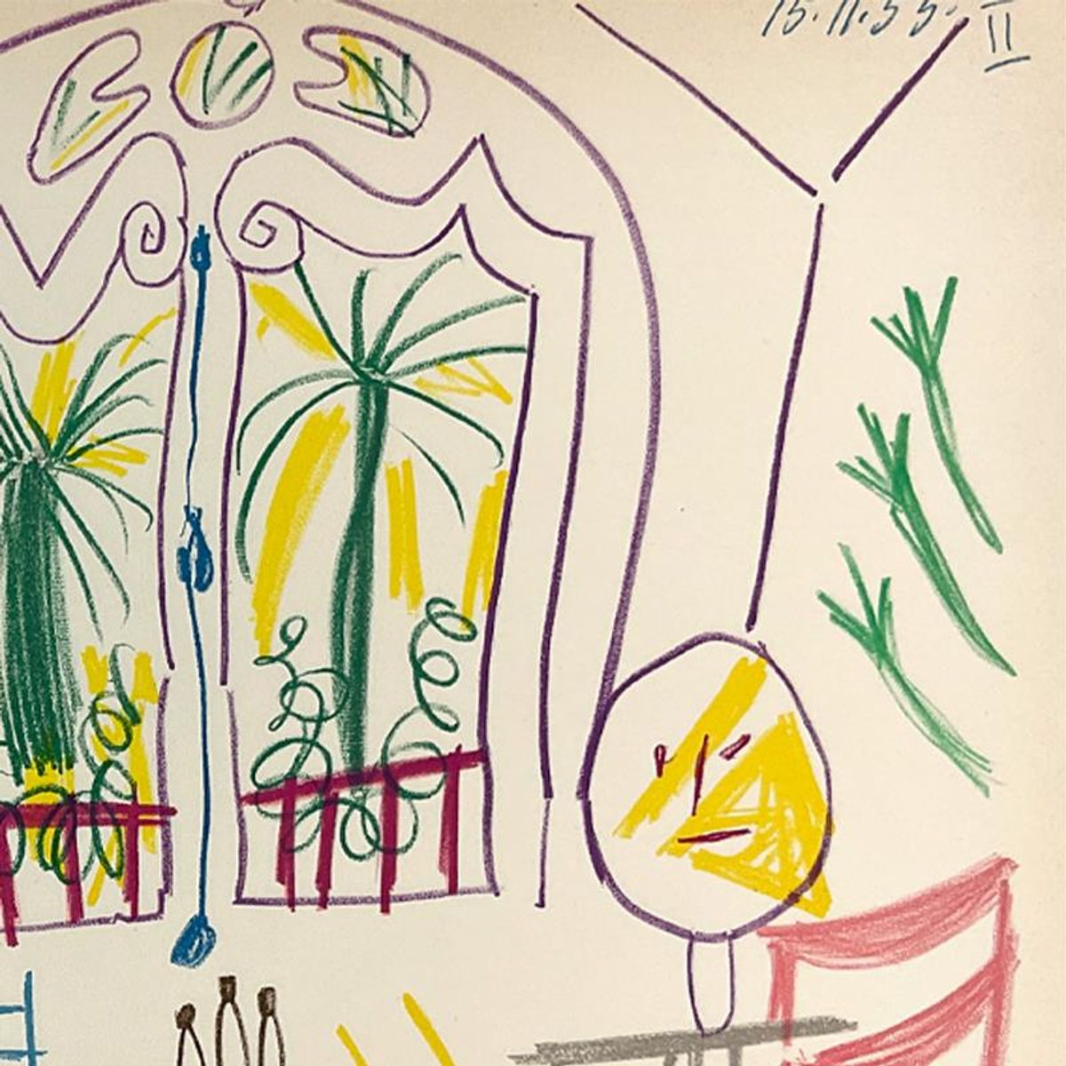 Pablo Picasso (1881-1973), "Carnet de Californie 15.11.55-II" Vintage Lithograph Lithograph on Paper with Letter of Authenticity.