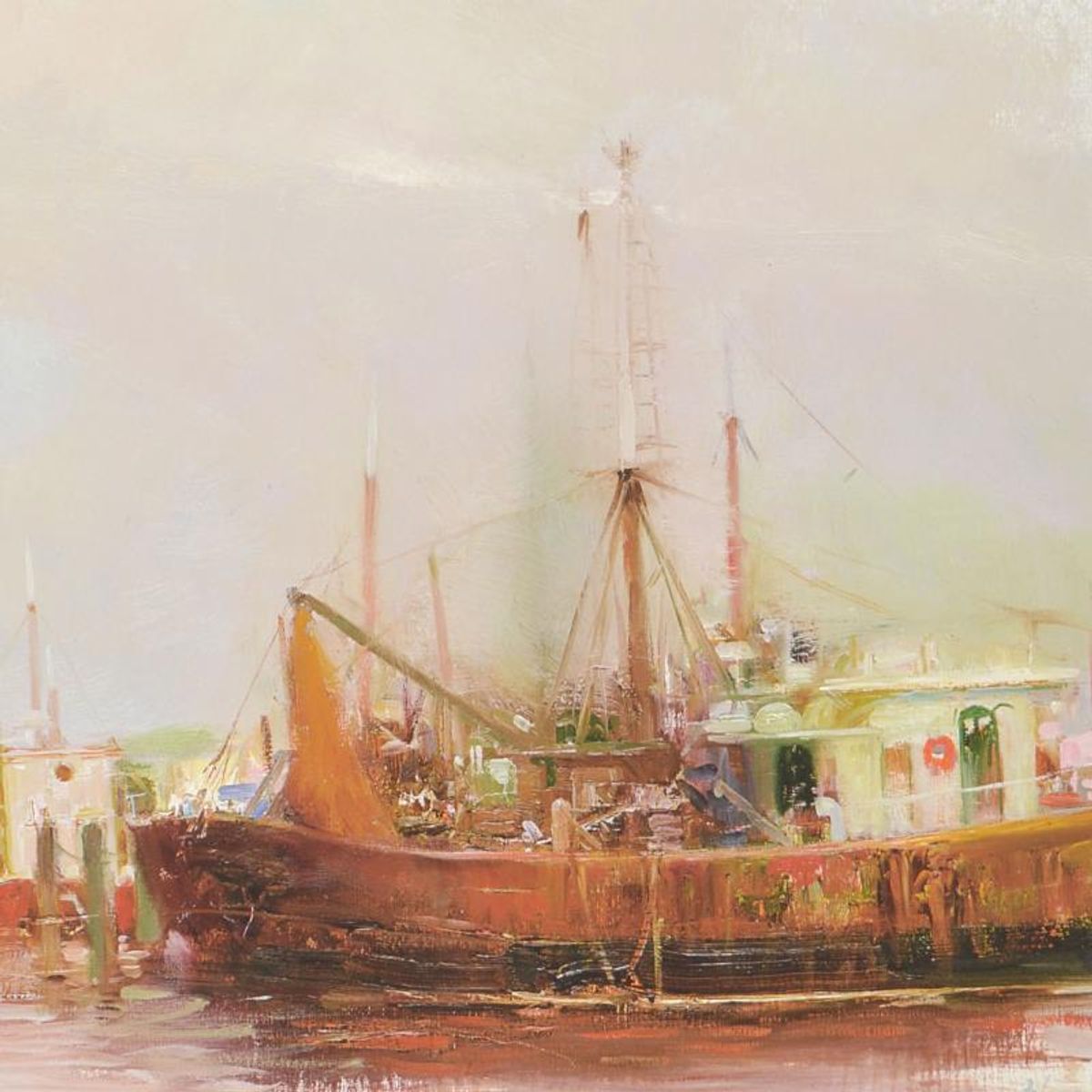 Pino (1939-2010), "At The Dock" Limited Edition on Canvas, Numbered and Hand Signed with Certificate of Authenticity.