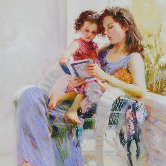 Pino (1939-2010), "Book of Poems" Framed Limited Edition Hand Embellished Giclee on Canvas. Numbered and Hand Signed with Certificate of Authenticity.