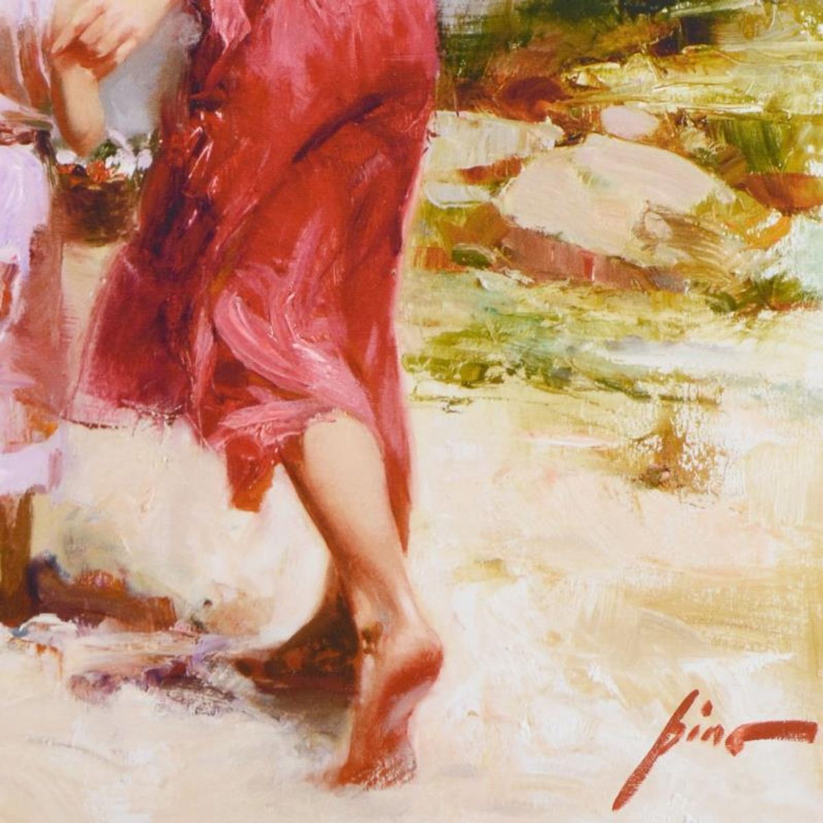 Pino (1939-2010), "Going Fishing" Limited Edition Hand Embellished Giclee on Canvas. Numbered and Hand Signed with Certificate of Authenticity.