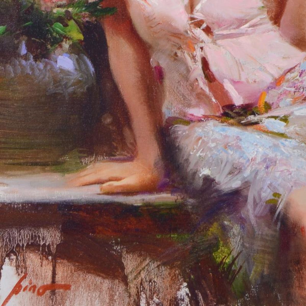 Pino (1939-2010), "Sweet Scent" Framed Limited Edition Hand Embellished Giclee on Canvas. Numbered and Hand Signed with Certificate of Authenticity.