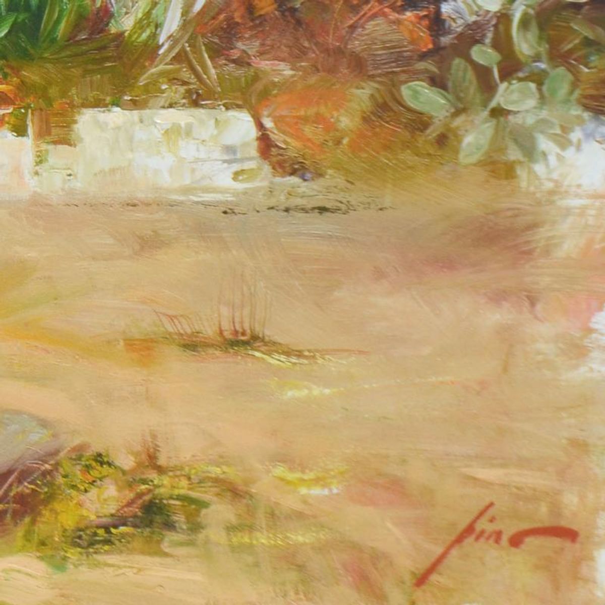 Pino (1939-2010), "The Water Fountain" Limited Edition Hand Embellished Giclee on Canvas. Numbered and Hand Signed with Certificate of Authenticity.