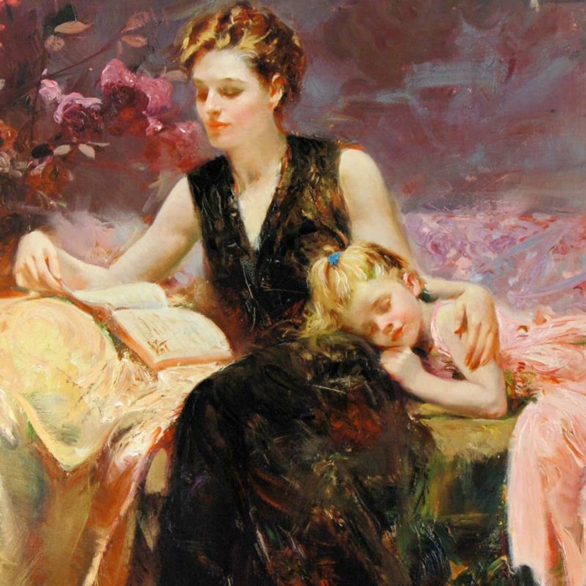 Pino (1939-2010), "Precious Moments" Hand Embellished Limited Edition on Canvas (48" x 36"), Numbered and Hand Signed with Certificate of Authenticity.