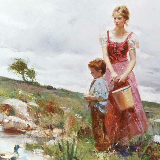 Pino (1939-2010), "New Friends" Hand Embellished Limited Edition on Canvas (40" x 30"), Numbered and Hand Signed with Certificate of Authenticity.