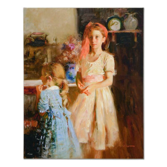 Pino (1939-2010), "Best Friends" Hand Embellished Limited Edition on Canvas (32" x 40"), Numbered and Hand Signed with Certificate of Authenticity.