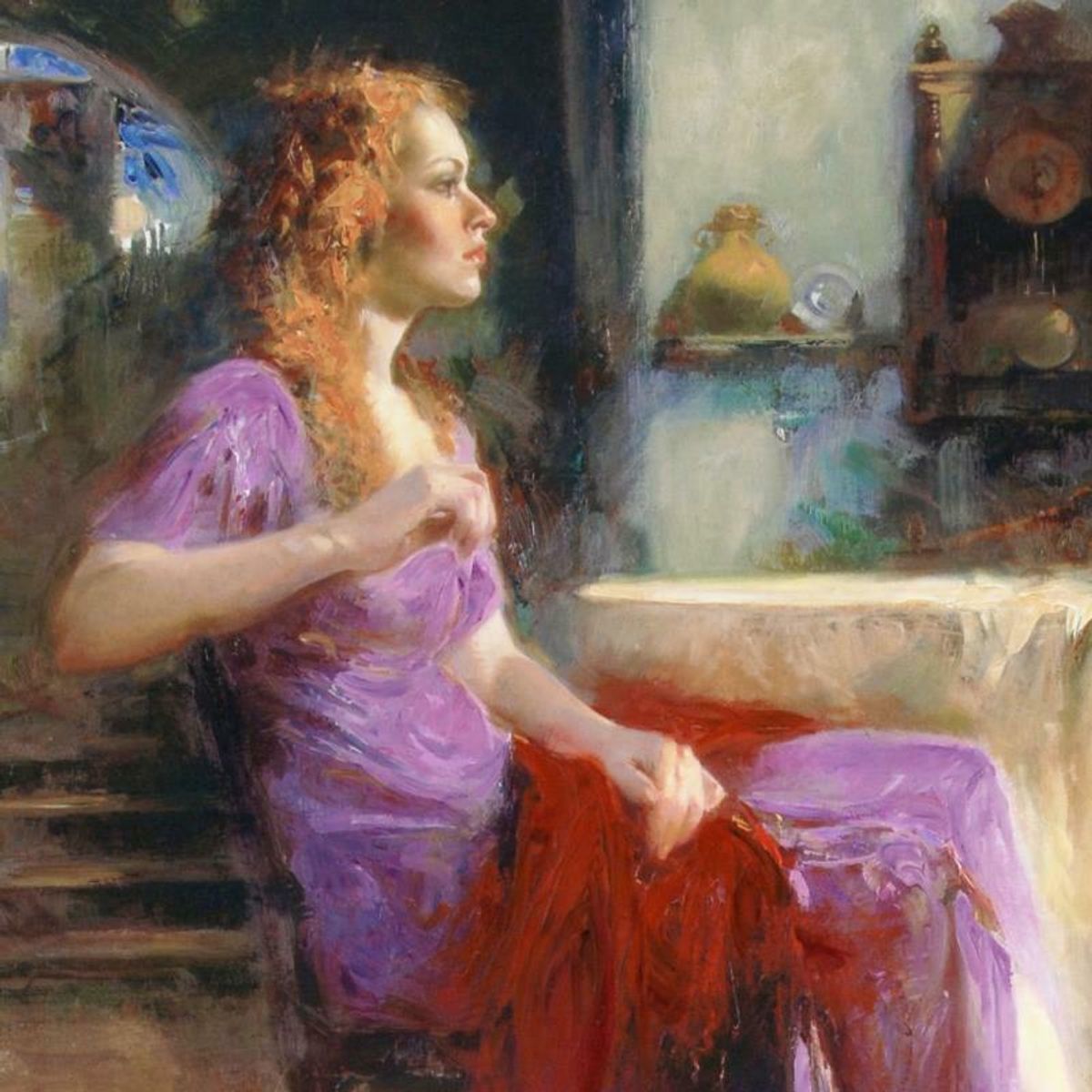 Pino (1939-2010), "Longing For" Hand Embellished Limited Edition on Canvas (36" x 32"), Numbered and Hand Signed with Certificate of Authenticity.